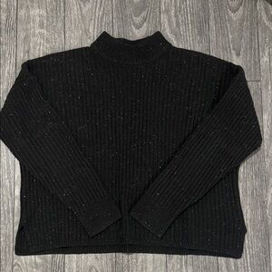 Madewell Black speckled mock neck and cropped Ribbed Knit Sweater